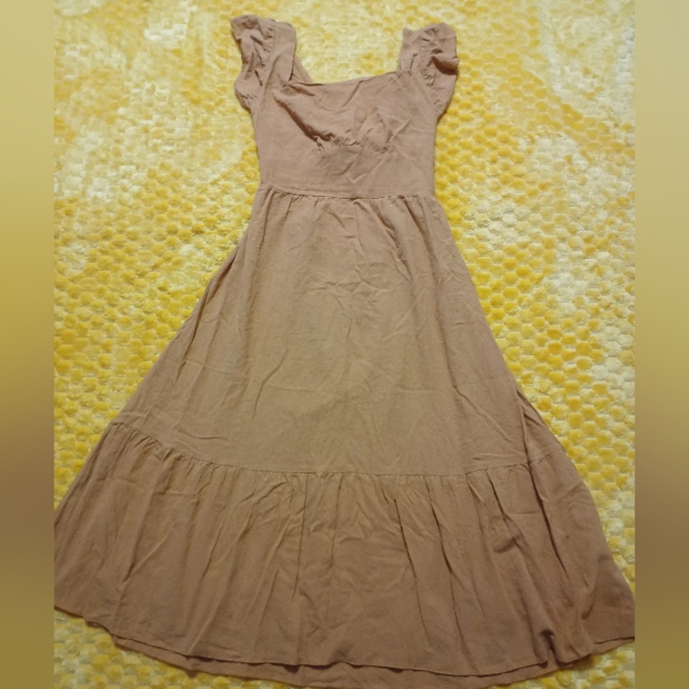 Cupshe Tan Pleated Sundress Maxi